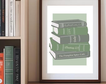 Stampa Green Booktok Book Spines: arredamento moderno per gli amanti dei libri