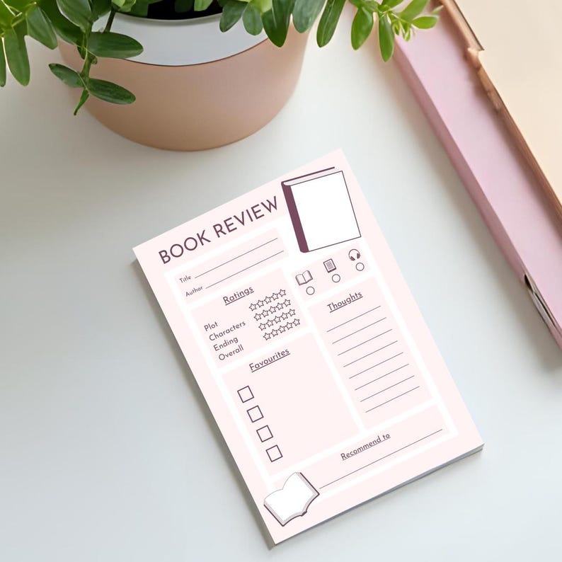 Book Review Notepad: Reading Tracker, Bibliophile Gift (50 Sheets A6 Size) image 1