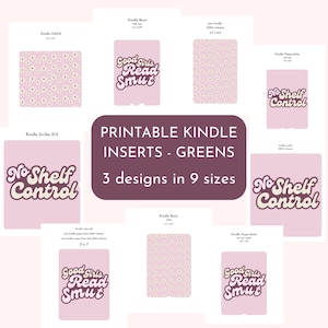 PRINTABLE Pink kindle inserts - 9 SIZES - 3 DESIGNS - floral kindle insert -bookish kindle inserts - kindle reader gifts