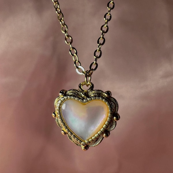 Collar de corazón de perla delicada - Colgante romántico bañado en oro