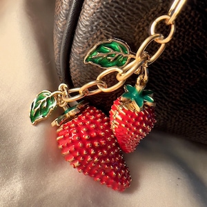 Realistic Red Strawberry Keychains/Bag Charms - The Dual Strawberry Bag Charm