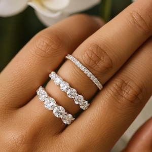VVS1 Moissanite Eternity Ring Wedding Band 1.7-4MM 925 Sterling Silver VVS Moissanite Eternity Diamond Ring Passes Testers 5x Rhodium Plated
