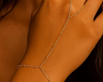 18K Waterproof Gold & White Gold Plated Stainless Steel Hand Chain Bracelet, 5X Layer Durable, Dainty Finger Chain, Minimalist Jewelry