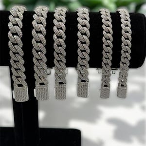VVS1 Moissanite Miami Cuban Link Bracelet – Solid 925 Sterling Silver, Iced Out Hip Hop Jewelry, Rapper Style, All Sizes Available