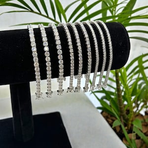 5x rhodiniertes Tennisarmband 925er Silber Moissanit-Armband - Unisex-Schmuck
