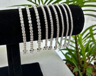 Tennis Bracelet 925 Silver Moissanite 5x Rhodium-Plated Bracelet – Unisex Jewelry