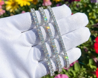 Tennis Bracelet Moissanite s925 Silver 5x Rhodium-Plated Bracelet – Unisex Jewelry, Anniversary Gift Him & Her