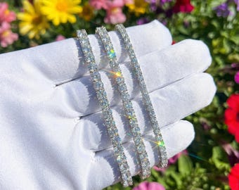 Tennis Bracelet Moissanite s925 Silver 5x Rhodium-Plated Bracelet – Unisex Jewelry, Anniversary Gift Him & Her