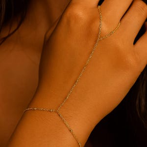 18K Waterproof Gold & White Gold Plated Stainless Steel Hand Chain Bracelet, 5X Layer Durable, Dainty Finger Chain, Minimalist Jewelry