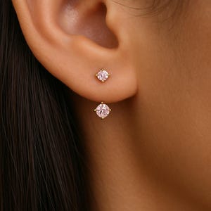 Orecchini Ear Jacket placcati in oro 14k resistenti all'acqua / Orecchini a bottone anteriore e posteriore in argento sterling / Oro o oro bianco / Chiusura a farfalla
