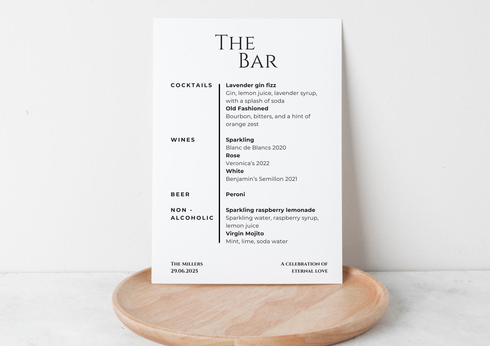 Elegant Wedding Bar Menu Template, Beverage Menu, Drinks Menu, Editable ...