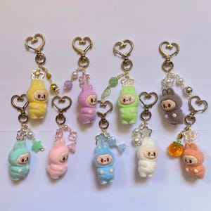 Zimomo Keychains Mini phone charm labubu with tail bag charms