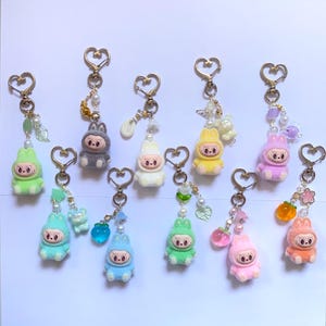 Labubu Keychains Mini phone charm labubu bag charms sitting labubu