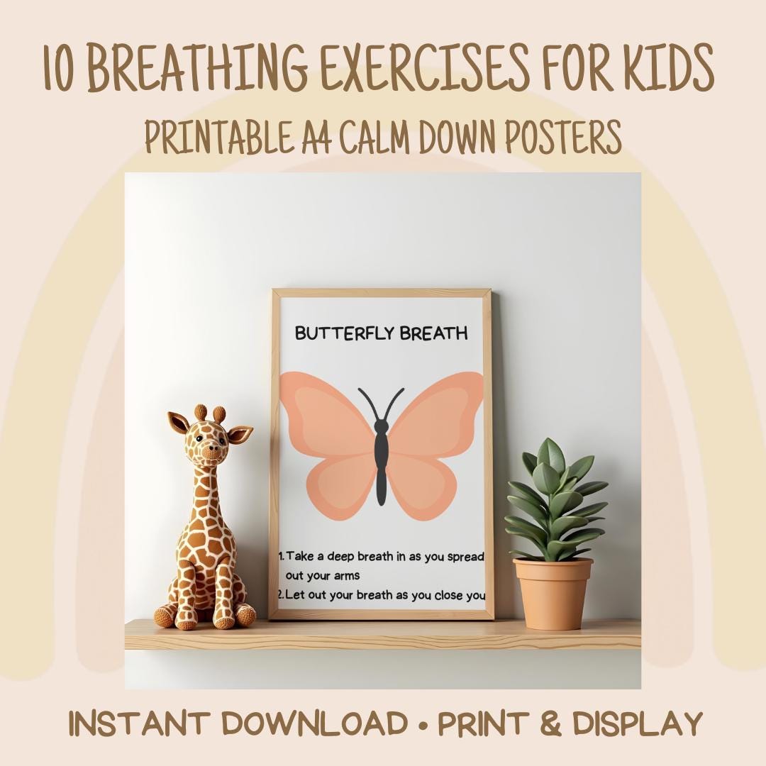 Printable Breathing Exercises for Kids A4 Posters, Calm Down Corner ...