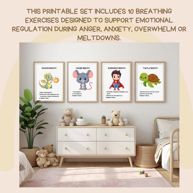 Printable Breathing Exercises for Kids A4 Posters, Calm Down Corner ...