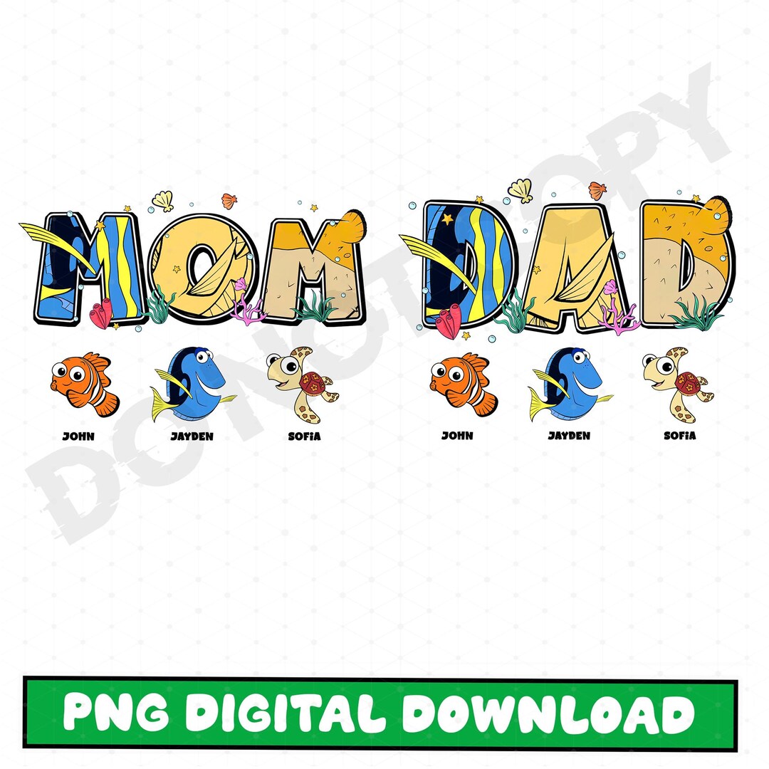 Personalized Disneyland Nemo Dad PNG, Finding Nemo Dad Png, Ndemo Mom ...