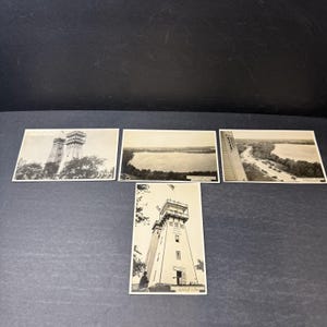 Lot de 4 cartes postales avec photo réelle Irish Hill Tower Southern Michigan 3 1/2 x 5 1/2"