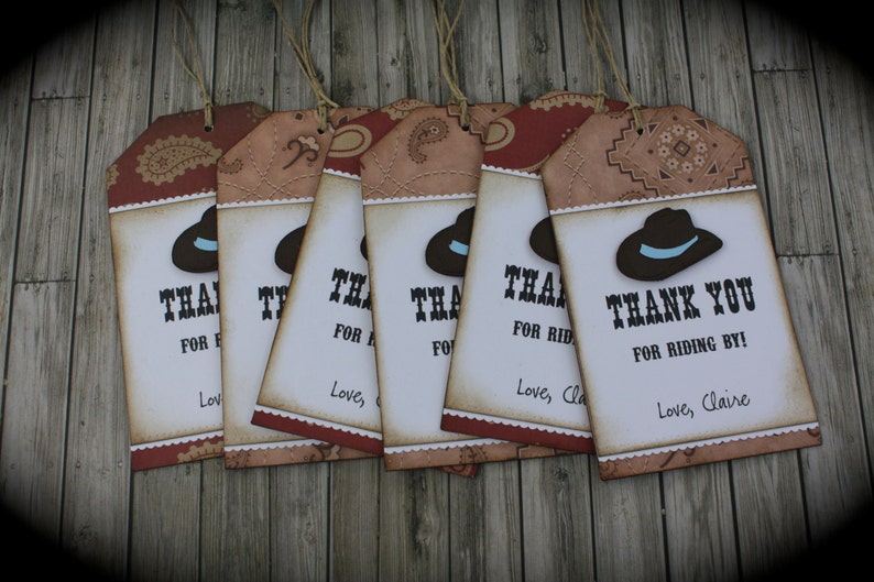 WESTERN inspired Thank You tags...set of 5 image 5