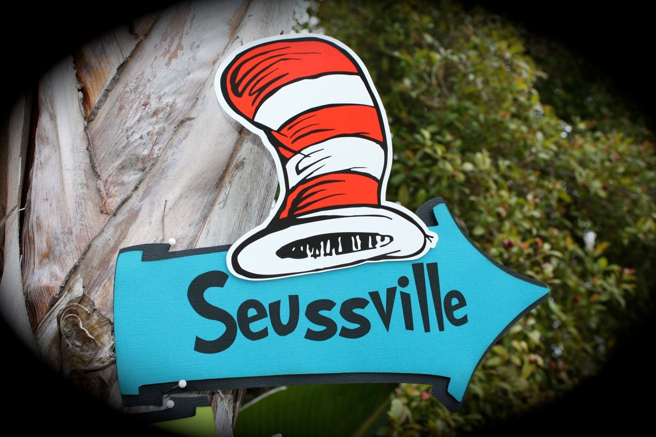 DR. Seuss cat in the Hat.whimsical Directional SIGNS Etsy