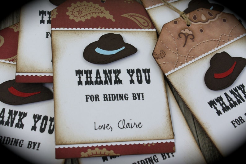 WESTERN inspired Thank You tags...set of 5 image 4