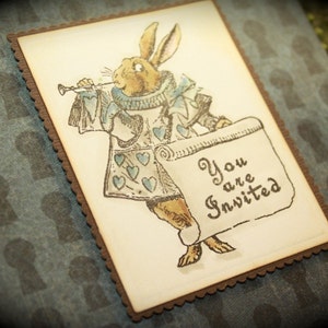 Alice in Wonderland QUEEN of HEARTS Playing Card invite for any occasion... image 1