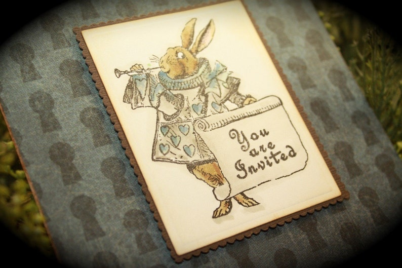 Alice in Wonderland QUEEN of HEARTS Playing Card invite for any occasion... image 1