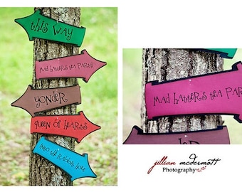 Mad Hatter's Tea Party/Alice in Wonderland SIGNS...Tim Burton's Alice in Wonderland inspired colors...NEW