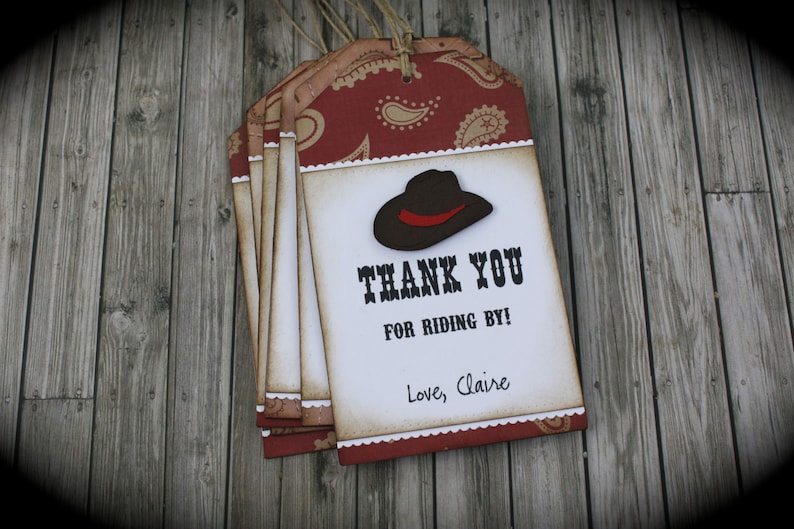 WESTERN inspired Thank You tags...set of 5 image 1
