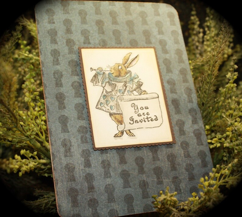 Alice in Wonderland QUEEN of HEARTS Playing Card invite for any occasion... image 2