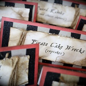 PIRATE-themed Food tents...Menu Cards...Place Cards...Food Signs - Set of 4