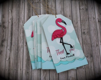 FLAMINGO thank you tags...set of 5