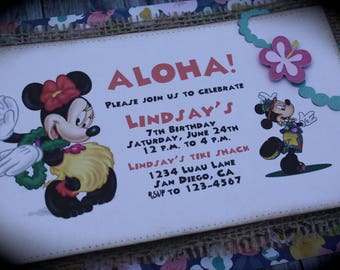 ALOHA! Minnie Mouse Hawaiian invitation