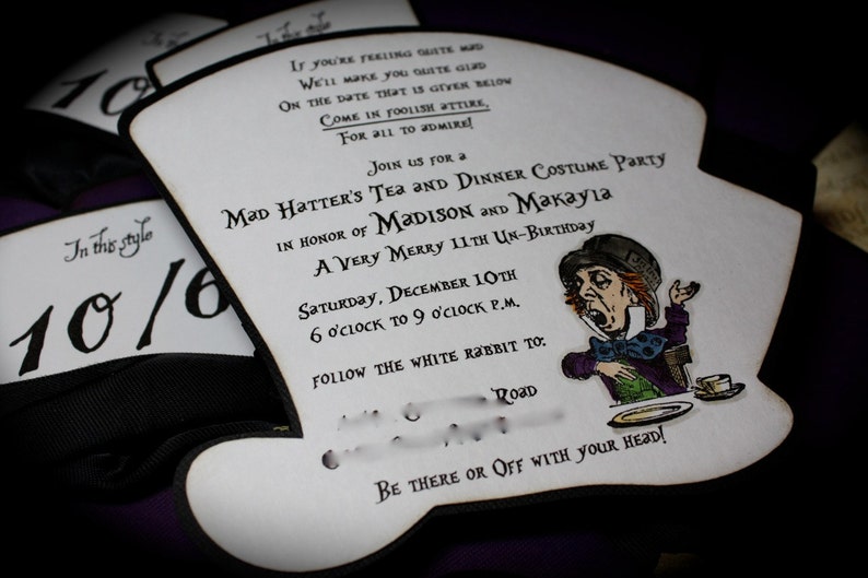 Mad Hatter's Hat Tea Party invite bild 3