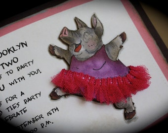 TUTU Cute Princess Elephant Invitation