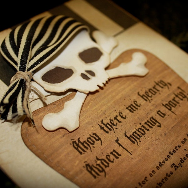 ARRR.....A Pirate Ship/SKULL invite for any occasion...Pirates of The Caribbean movie inspired