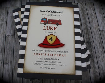 Vintage FIRETRUCK Invitation