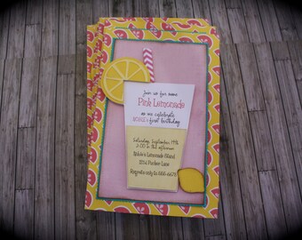 Fun PINK LEMONADE Party Invitation