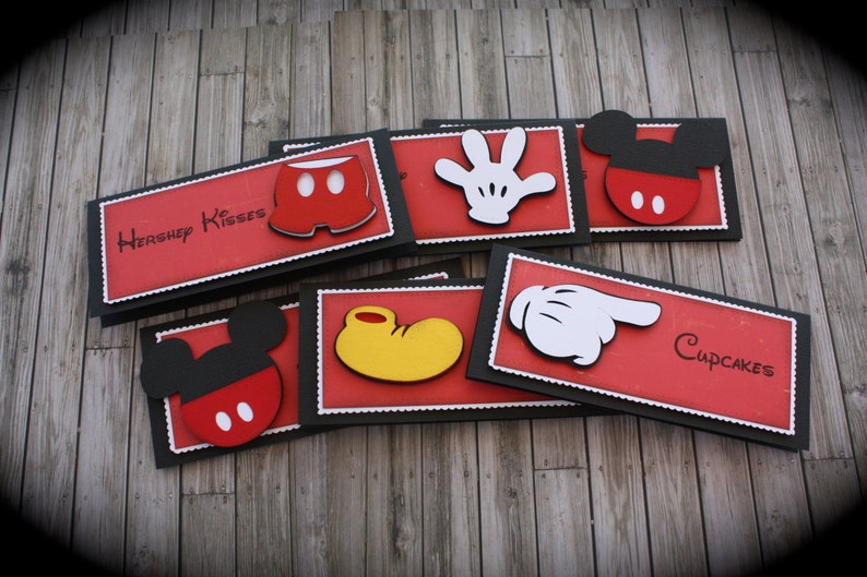 MINNIE/MICKEY Mouse themed Food Tents...Menu Cards....Place Cards...Food Signs set of 6 image 4