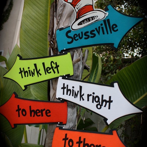 DR. Seuss/cat in the Hat...whimsical Directional SIGNS Etsy