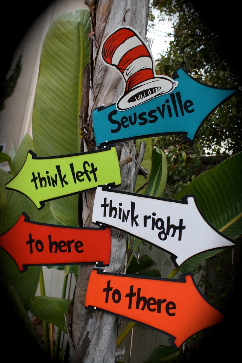 DR. SEUSS/Cat in the Hat...Whimsical directional SIGNS image 1