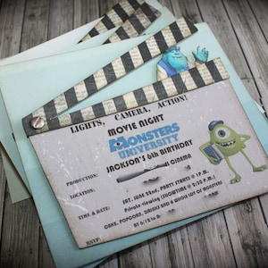Movie Night Invitation...MONSTERS UNIVERSITY or any themed movie invitation