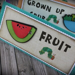 The HUNGRY CATERPILLAR themed Food Tents...Menu Cards....Place Cards...Food Signs set of 4 image 4
