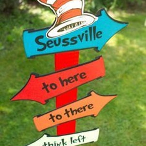 DR. SEUSS/Cat in the Hat...Whimsical directional SIGNS image 4
