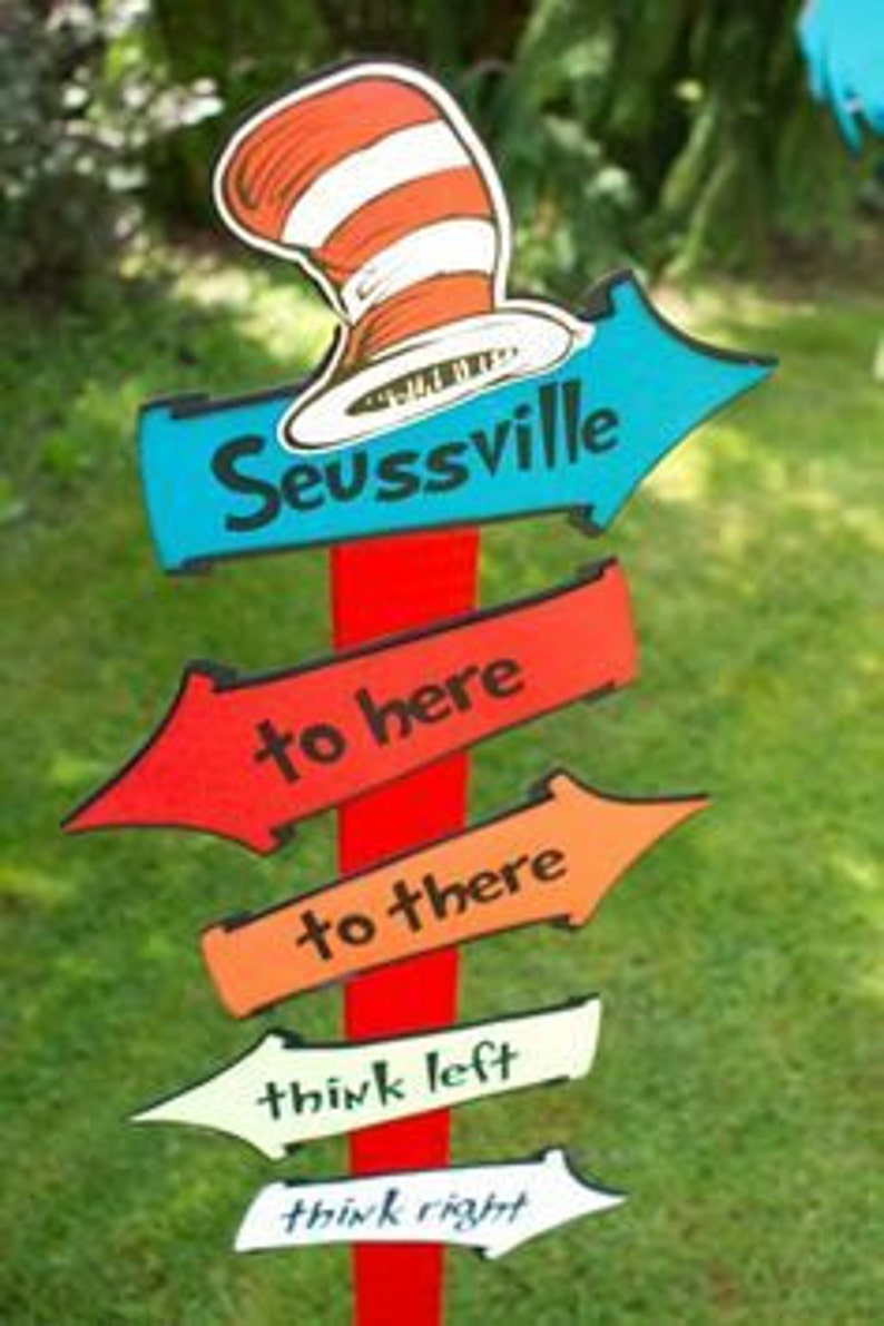 DR. SEUSS/Cat in the Hat...Whimsical directional SIGNS image 4
