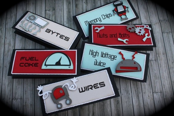 ROBOT themed Food Tents...Menu Cards....Place Cards...Food | Etsy
