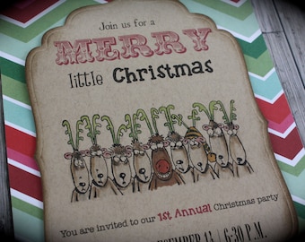 A MERRY little Christmas REINDEER Invitation