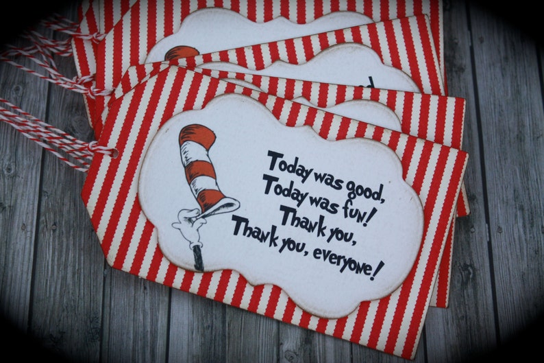 DR SEUSS Thank you tags....set of 5 | Etsy
