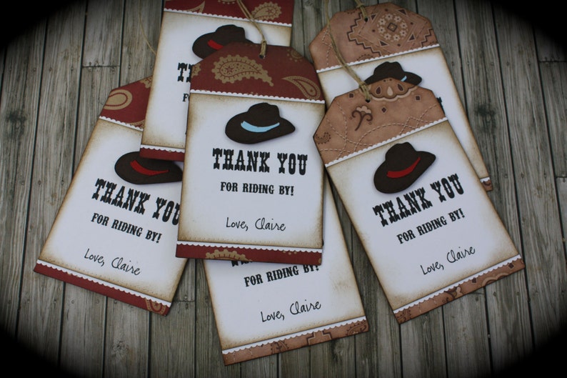 WESTERN inspired Thank You tags...set of 5 image 3