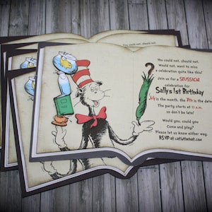 Vintage DR. SEUSS...Cat in the HAT Open book Invitation
