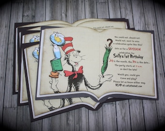 Vintage DR. SEUSS...Cat in the HAT Open book Invitation